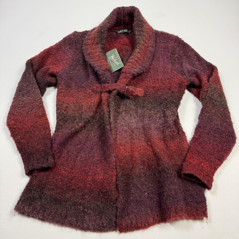 Woolrich Sweater Womens Medium Deep Ruby Space Dye West Wind Cardigan Knit